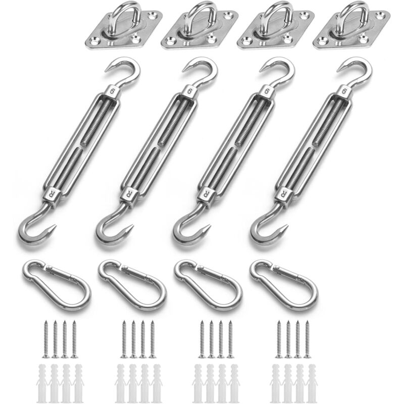 M6 Shade Sail Fixing Kit, Stainless Steel Sun Shade Sail Fixing Kit For Triangle And Square, Rectangle, Sun Shade Sail