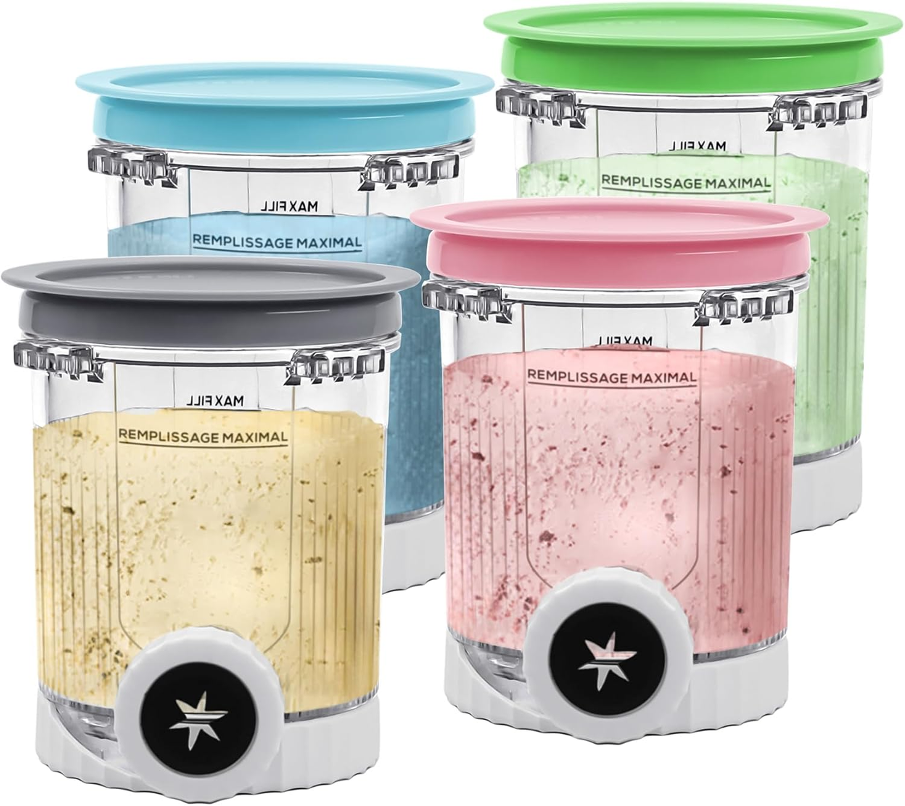 Pints and Lids Replacement Compatible with Ninja Swirl by Creami NC700 Series Ice Cream Makers, 16oz Cup Containers Replacement for Creami Swirl NC701 NC701Q CN701CO, 4-Pack, BPA Free, Clear