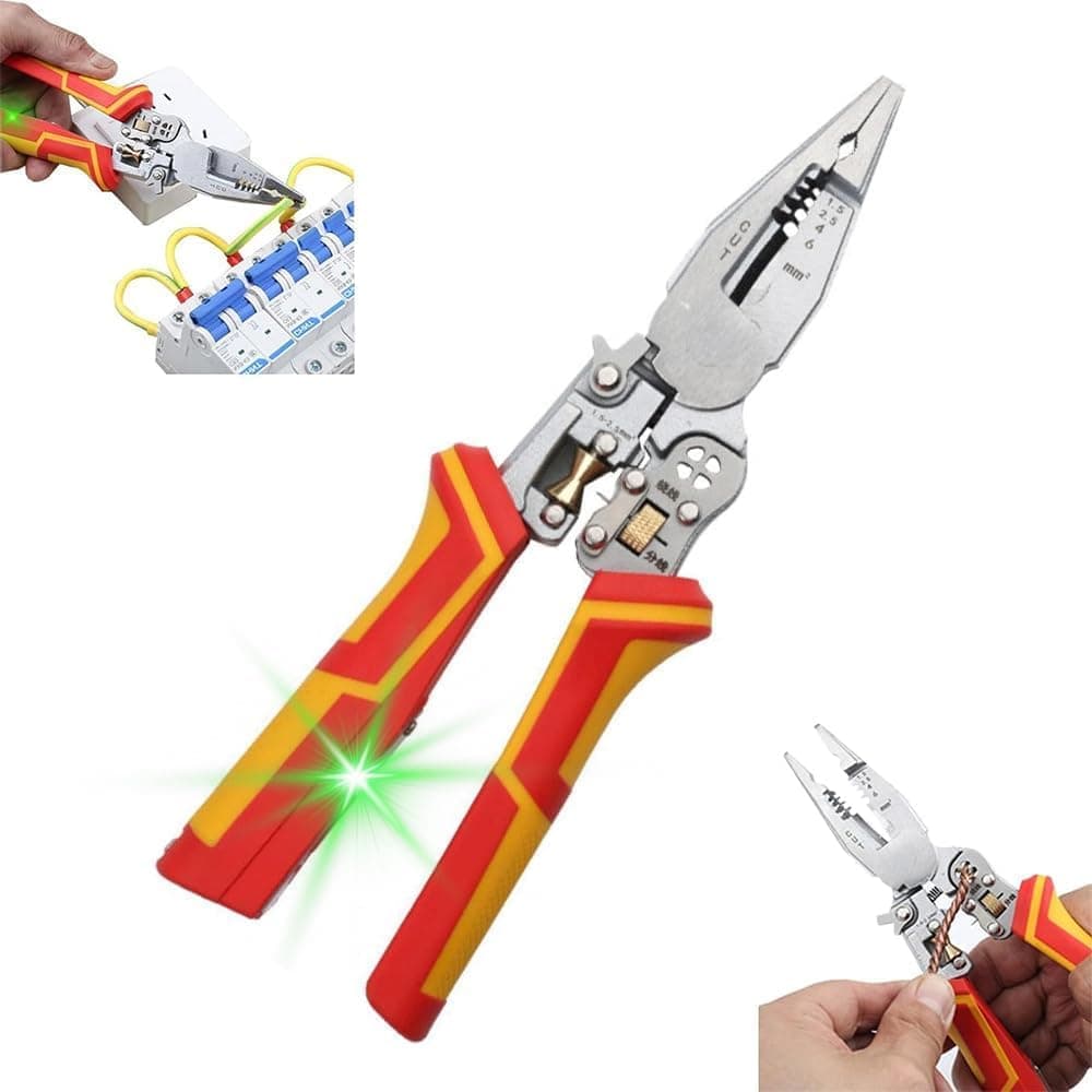 8-in-1 Multifunctional Cable Stripper with Current Measurement Crimping Plier Cutter and Ferrule Tool