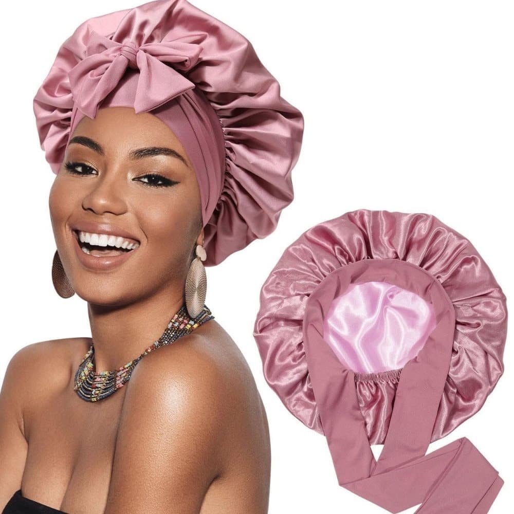 Silky Satin Sleeping Cap for Women and Girls, Double Layered Adjustable Hair Protection Cap, One Size