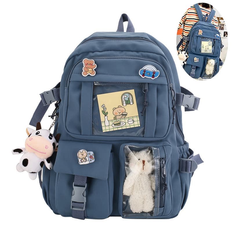 Kids Backpack with Accessories, 43x31 cm, Blue, for Children and Teens