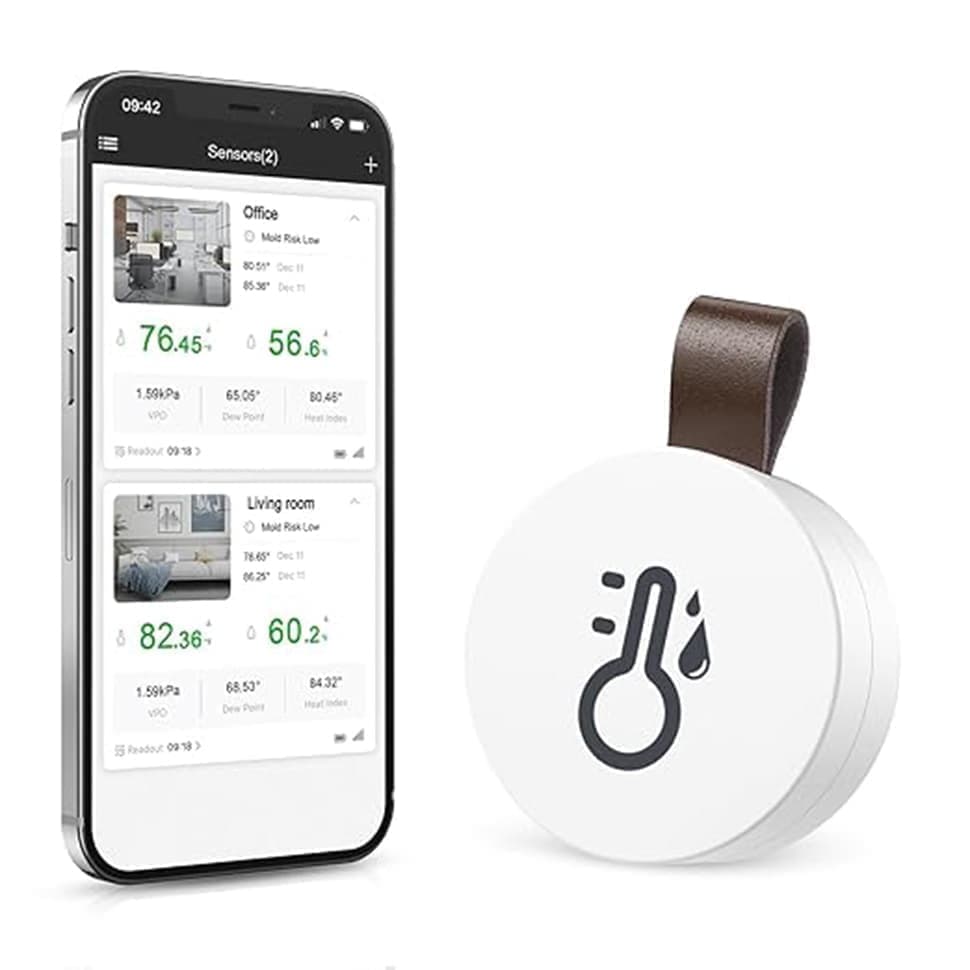 Wireless Bluetooth Thermometer Hygrometer with App Data Storage and Display