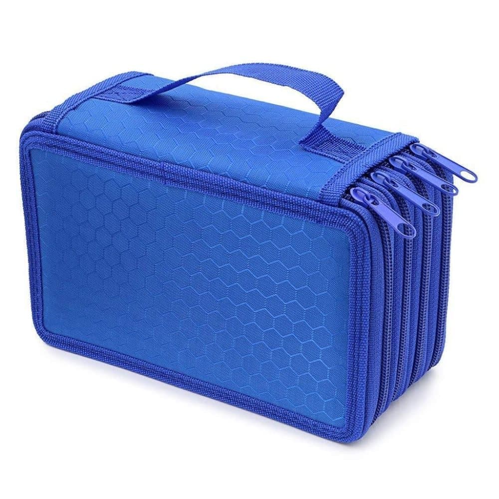 72 Holes Pen Case with Compartments, Large Capacity Organizer, Lightweight Durable, Compatible with Students and Office Use, Blue