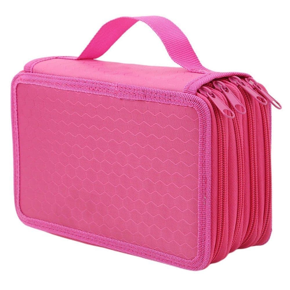 72 Holes Pen Case with Compartments, Large Capacity Multifunctional Organizer, Lightweight Durable for Students and Office Use, Red