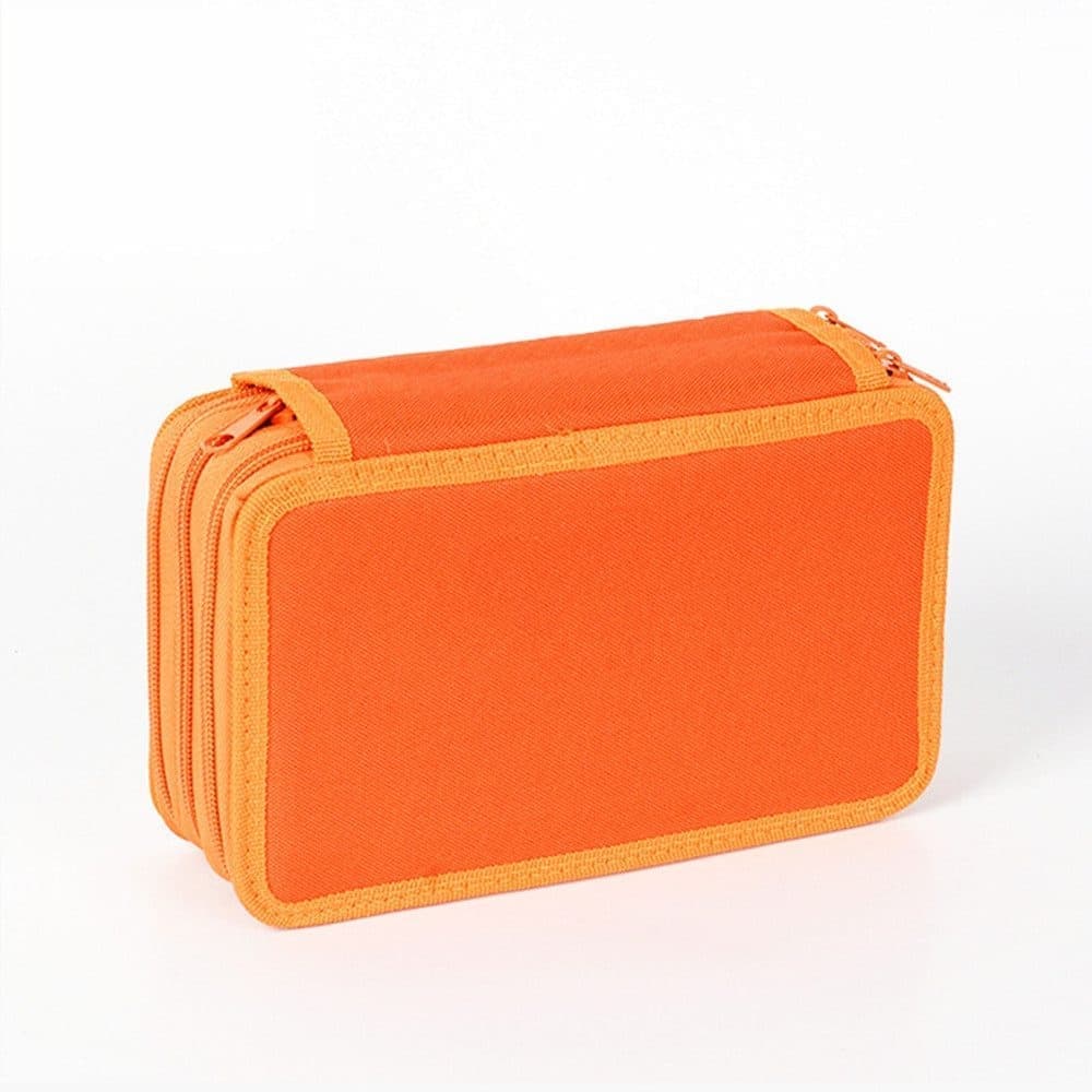 72 Holes Pen Case with Compartments, Large Capacity Lightweight Durable for Students and Office Use, Orange