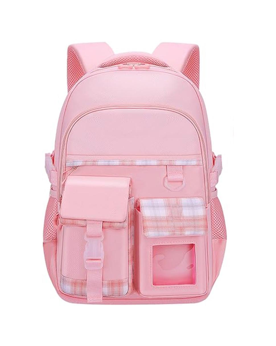 1PCS Cute Kawaii Girls School Backpack with Compartments, 15.6 Inch, Pink for Elementary School Kids & Teenage Girls