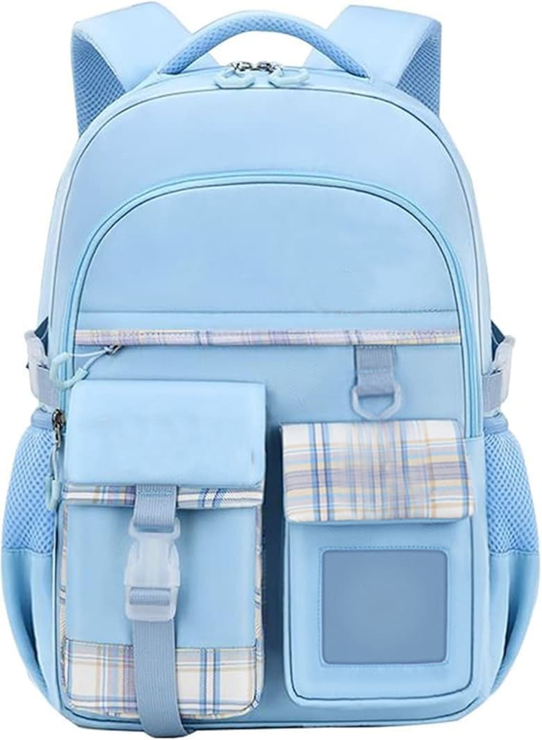 15.6 Inch Cute Kawaii Kids Backpack for Girls with Compartments, Blue, Elementary School & Teenage Girls School Bag