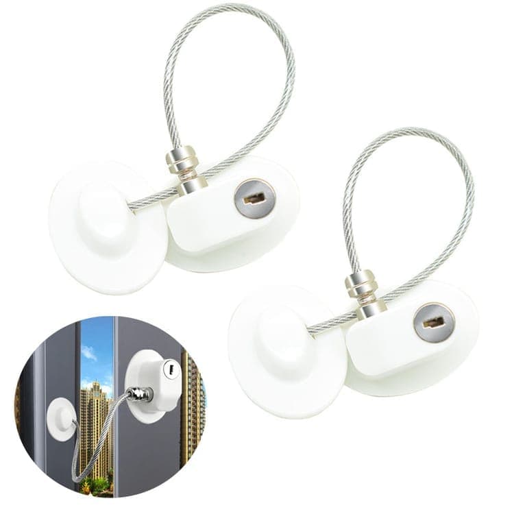 2 Child Safety Locks Self-Adhesive Durable Easy to Use for Refrigerators Cabinets Windows Toilet Lids, White