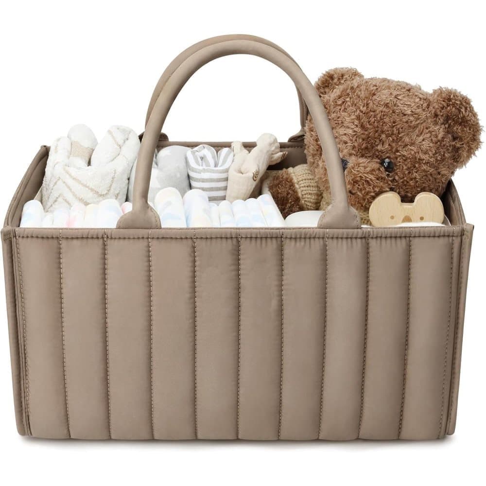Baby Diaper Storage Basket, Large Capacity Breathable Water Resistant, for Home and Travel Use, Brown
