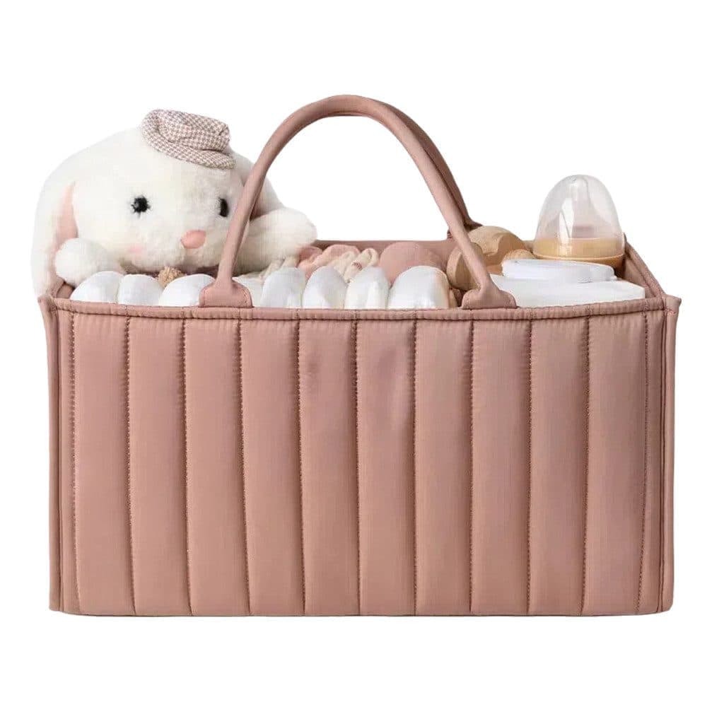 Breathable Water Resistant Baby Diaper Storage Basket Dark Pink, Large Capacity, Perfect for Home and Travel