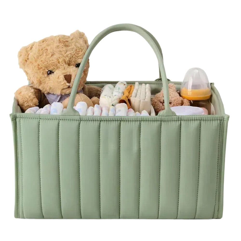 Breathable Water Resistant Baby Diaper Storage Basket Large Capacity Multifunctional for Home and Travel, Green