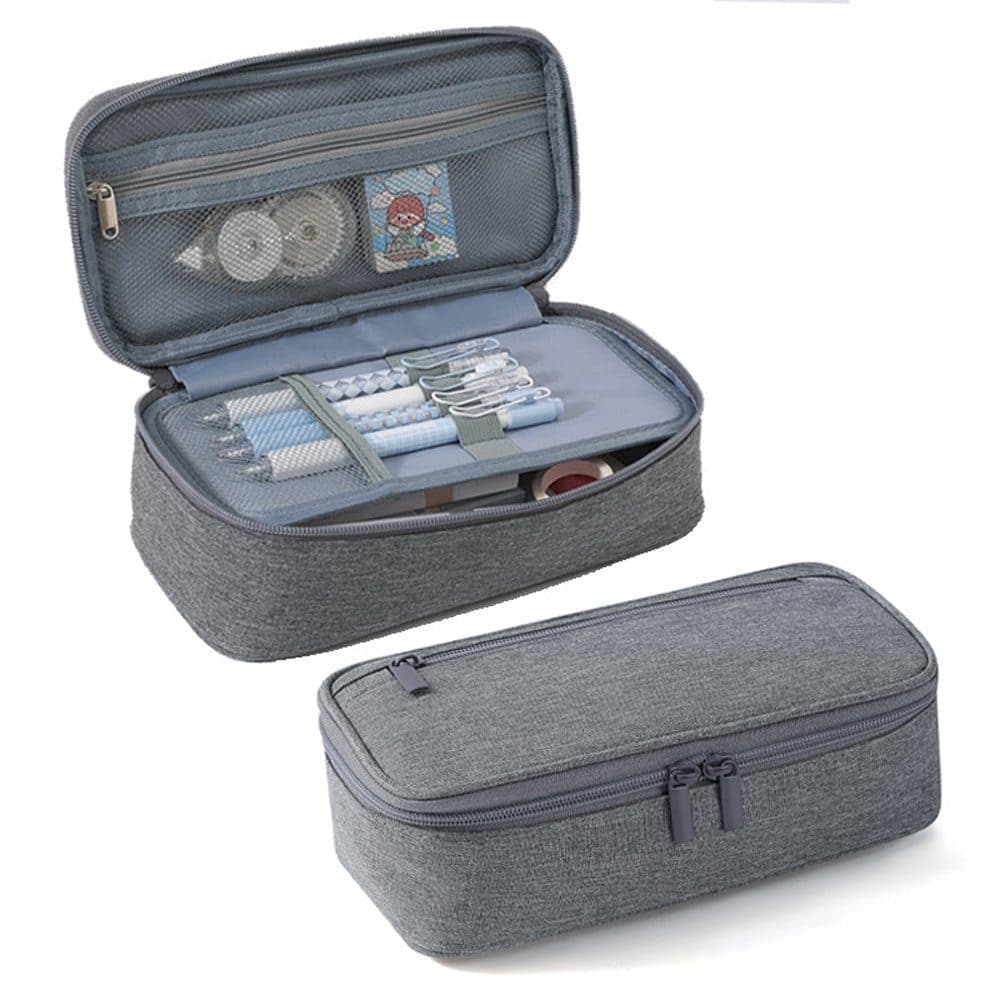 1 Pack Large Capacity Pencil Case, Multifunctional Lightweight Durable Organizer for Students and Office, Gray
