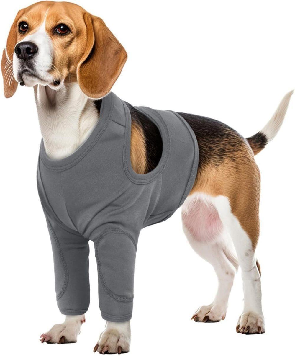 1 Pair Breathable Elastic Dog Elbow Protector for Post-Surgery, Prevents Licking and Biting, Size S Light Gray