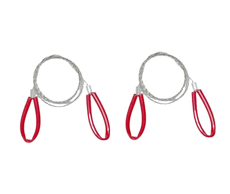2 pcs Stainless Steel Wire Saw for Camping Hiking Emergencies, Cuts PVC Wood Plastic, Lightweight Durable, Red