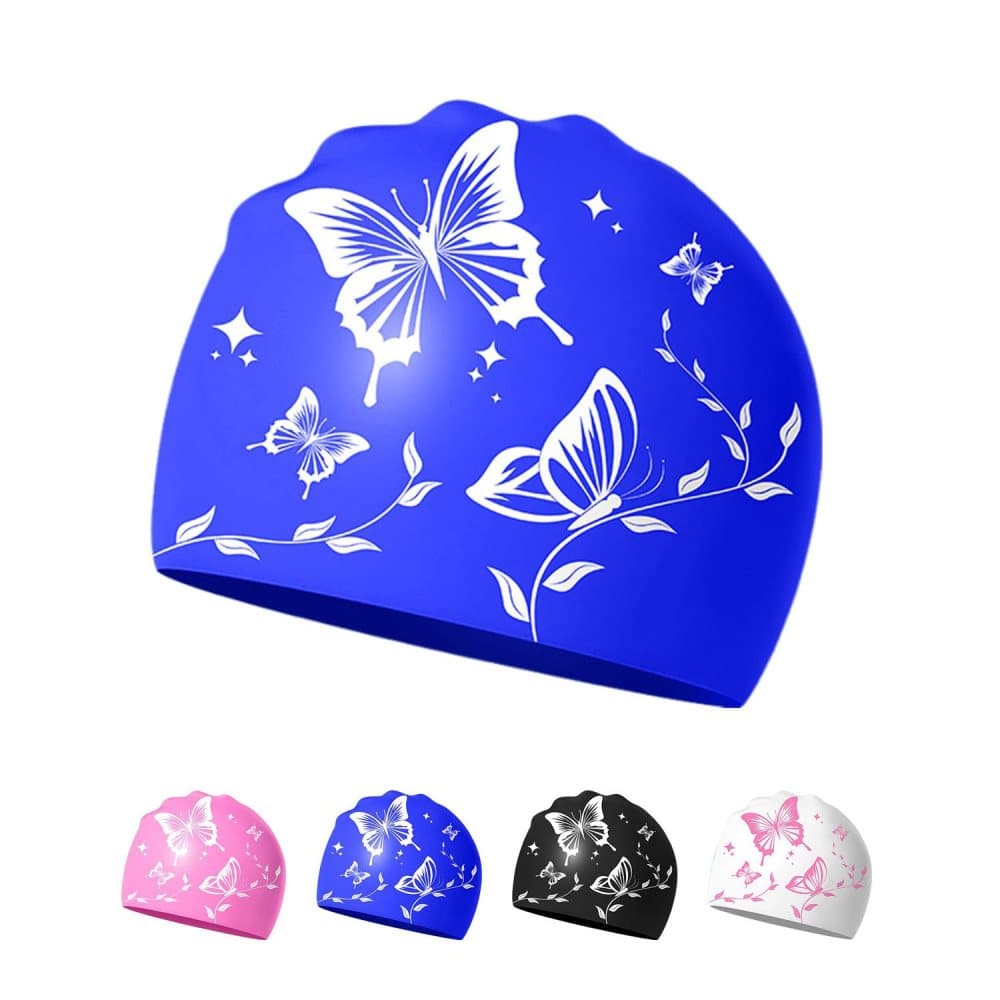 Waterproof silicone swimming cap for adults, non-slip elastic and comfortable, for swimming and water activities, Blue