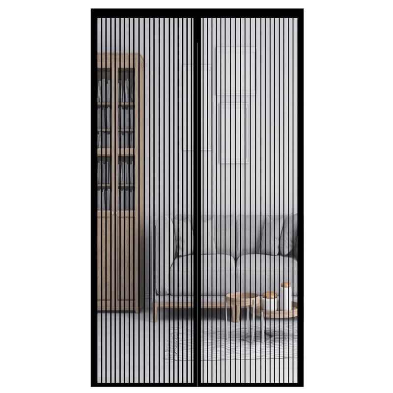 Magnetic Door Screens - 90x210 cm Self-Closing - High-Density Insect Mesh - No Drilling Required - Black