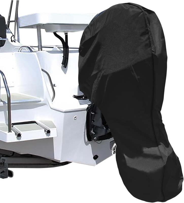 600D Oxford Cloth Outboard Motor Cover, Waterproof UV Resistant Boat Engine Protective Cover for Yacht Fishing Boat（100-150HP）