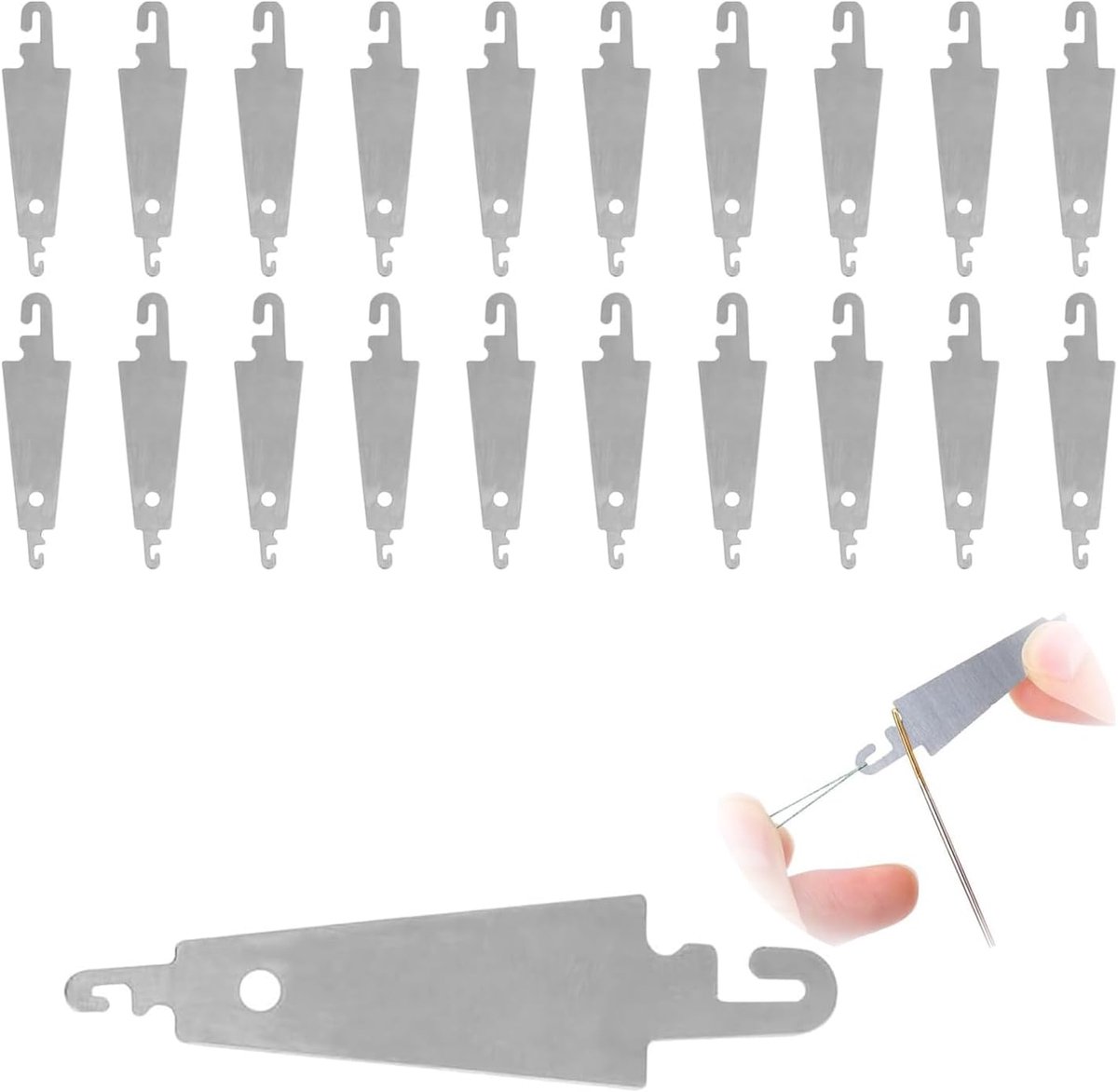20 pieces - Needle threader - Seam guide - Sewing aid - stainless steel hook needle threader - embroidery and cross-stitch needle threading tool - hand sewing machine DIY tool - sewing tools - sewing accessories - for large eye needles - 50*12 mm