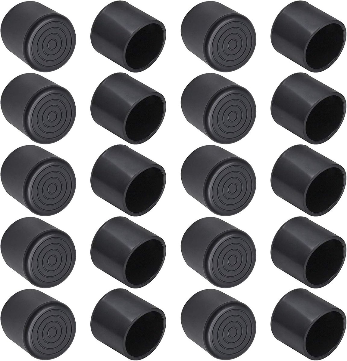 20 pieces - Chair Leg Caps - 32*32*34mm - furniture leg covers - Round rubber furniture leg protectors - Chair protector - floor protection - chair leg protectors - chair socks - for chair legs, table and sofa - black