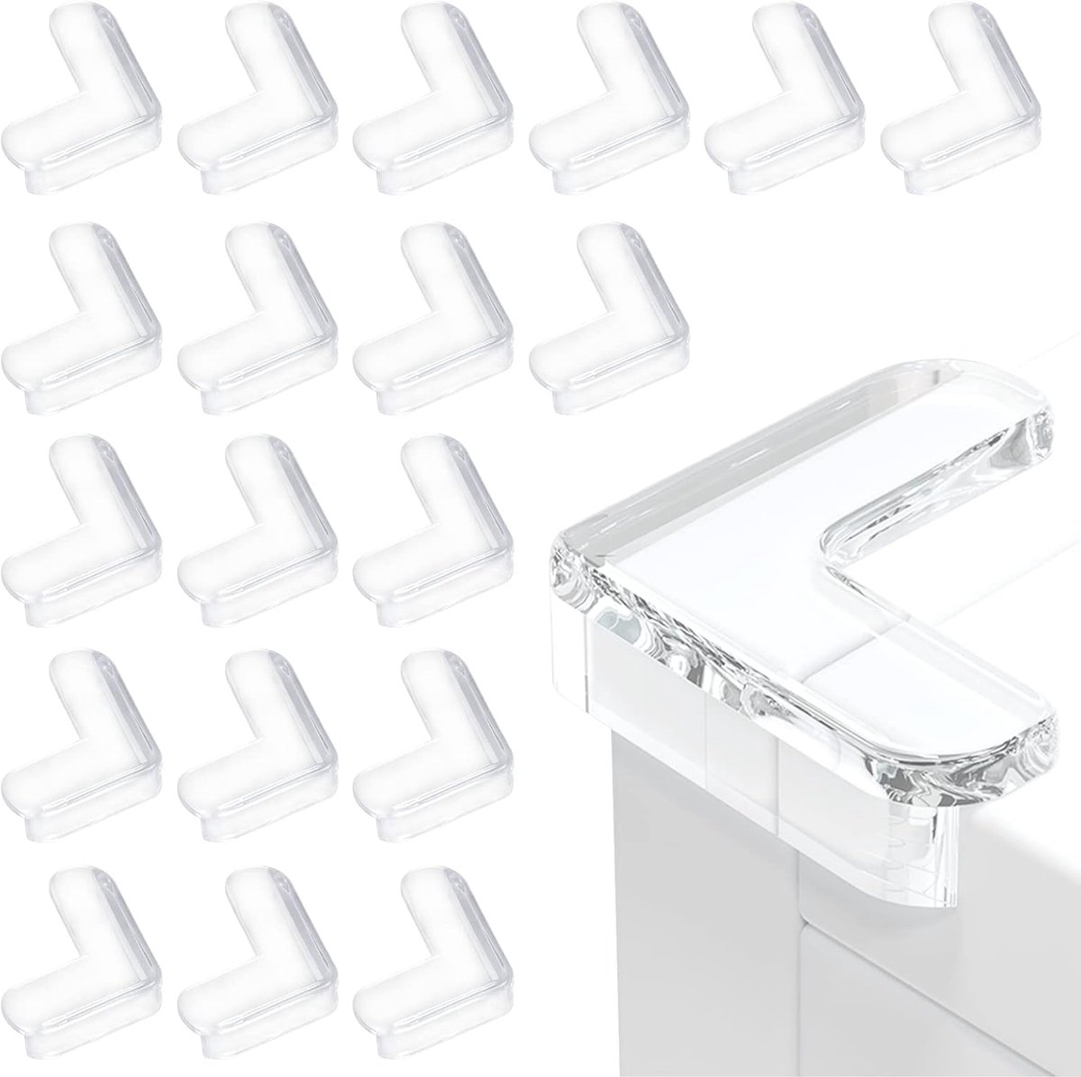 20 pieces - Baby Table Corner Protectors - Table Corner Protectors - Child-Safe Corner Protectors for Desk, Cradle, Fireplace, Table, Soft Corners & Edges - Baby Corner Protectors - Safe Right Corners - Transparent