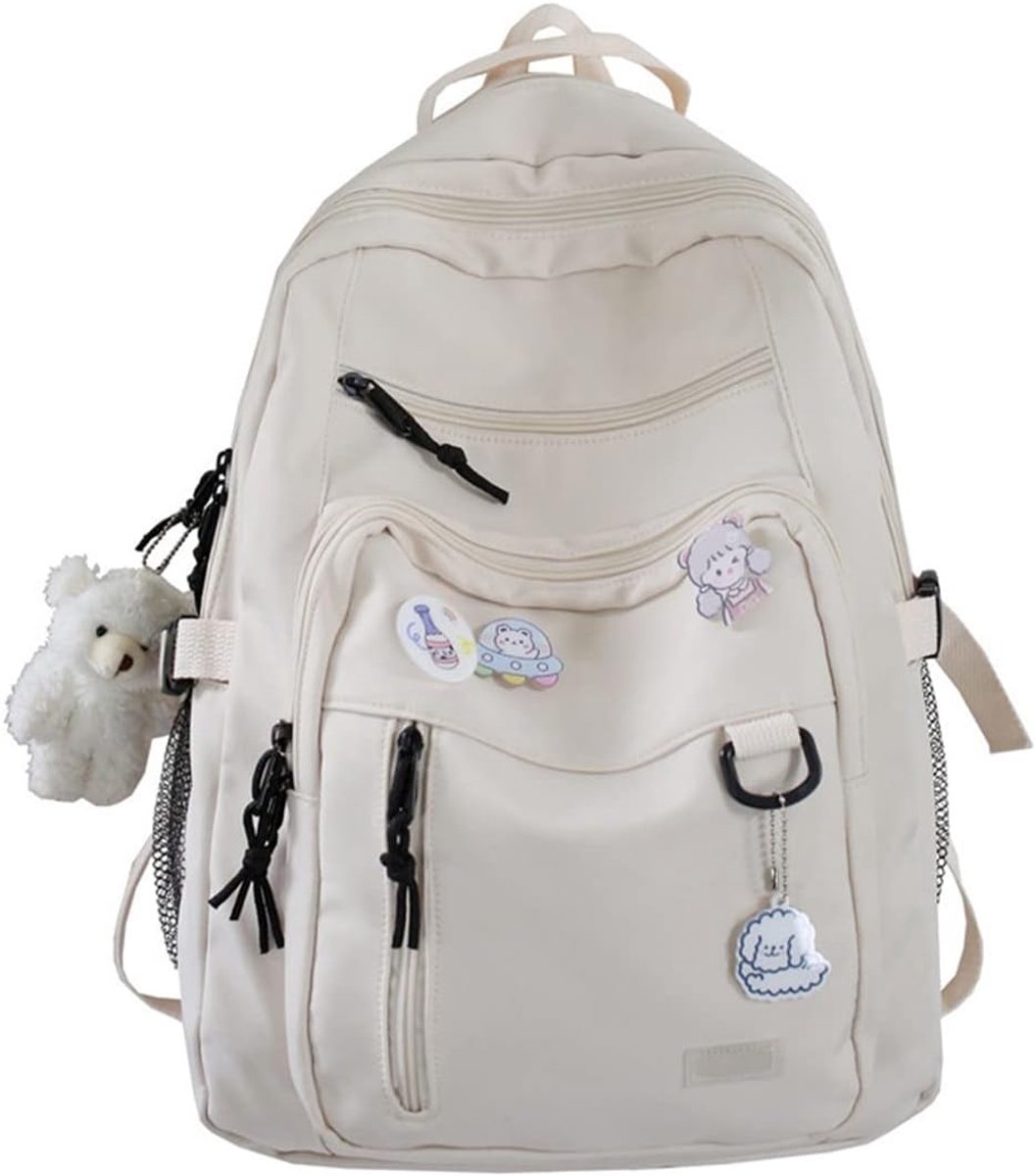 backpack - backpack for girl - Waterproof Girl Backpack - School backpack - boys' backpack - women's backpack - lightweight school bag - School bag - Girls' School Student School Bag - Backpacks - Teenagers - Large capacity school backpacks - White
