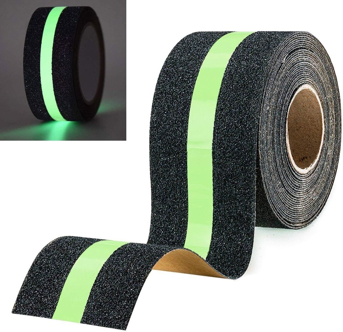 Roll Anti-slip adhesive tape - Stair tape - with glow-in-the-dark light film - Anti-slip Griptape - Glowing in the Dark - safety tape for stairs, ladders, slippery floors, indoors and outdoors - Safety tape - 5 m x 5 cm