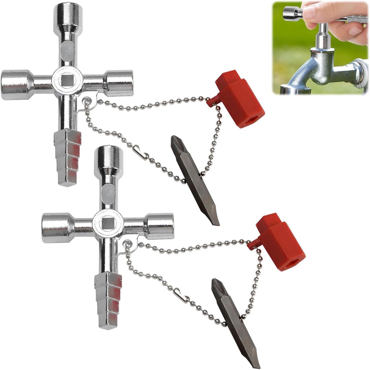 pieces - 4-way key - universal key - square key - triangular key - elevator keys - panel key - electrical meter cabinet key - multifunctional key set - for water and electricity meters, radiators, gas meters