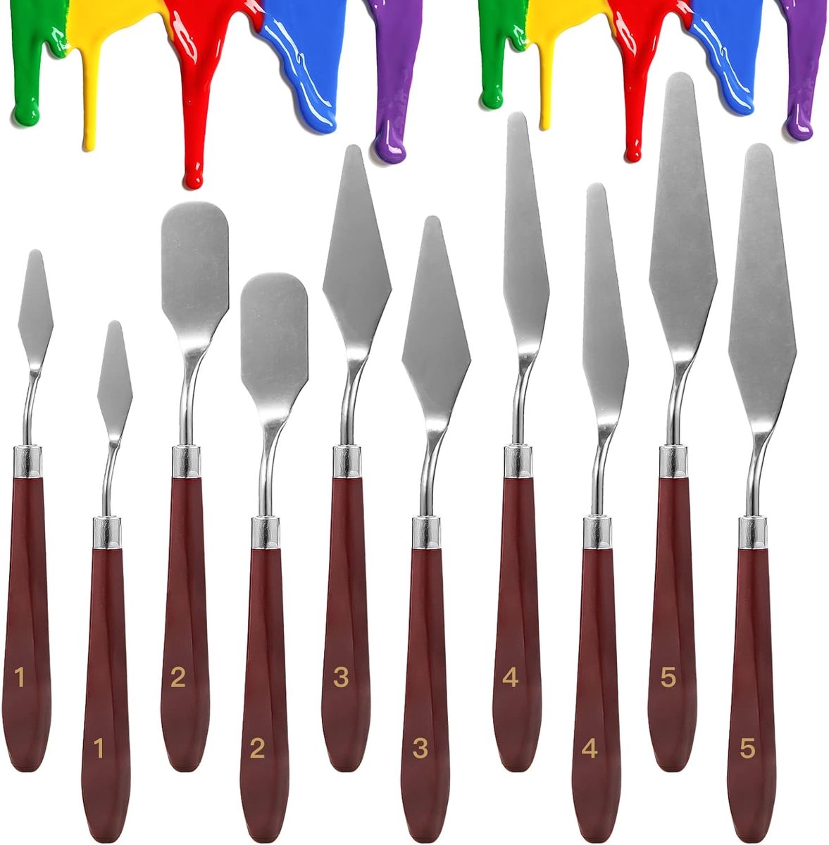 10PCS Palette Knives - Painting Palette Knives - Painter's Knives - Scraper Set - Palette Knife Set - Stainless Steel Painter's Knife Set - Painter's Knife Spatula Set Sets - Oil Paint Accessories Color Mixer for Oil, Canvas, Acrylic Painting