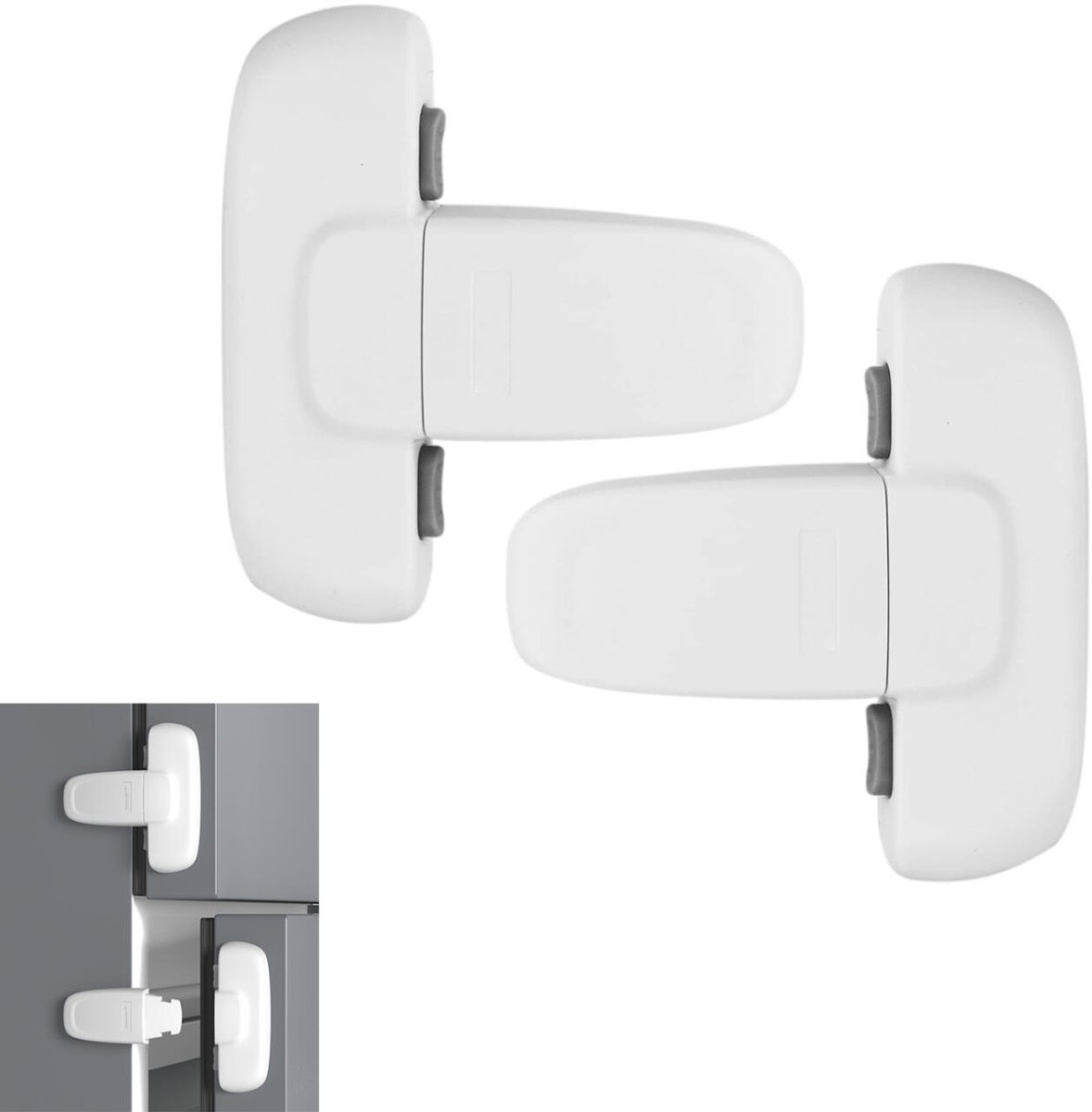2 pieces - refrigerator locks for children - refrigerator door lock for home - baby safety - cabinet locks - refrigerator lock - freezer lock - refrigerator lock for refrigerator door, freezer door - no tools or drilling required - white