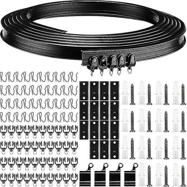 Black Bendable Ceiling Curtain Track 5 Meter Flexible Compatible with Curtains