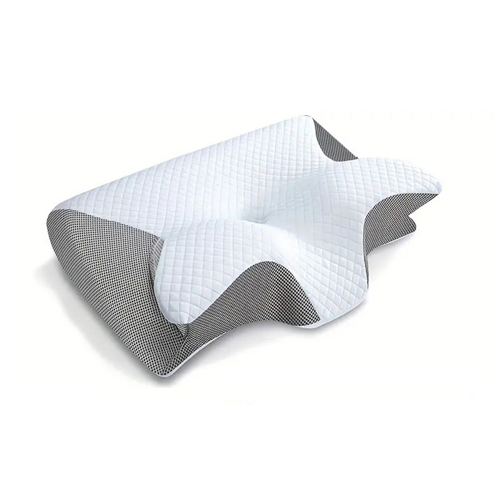 Viscoelastic Neck Pillow, Ergonomic Contour 2-in-1 Neck Pain Orthopedic Pillow, Contour Support Pillow, 1 Unit Light Gray None No, Light gray
