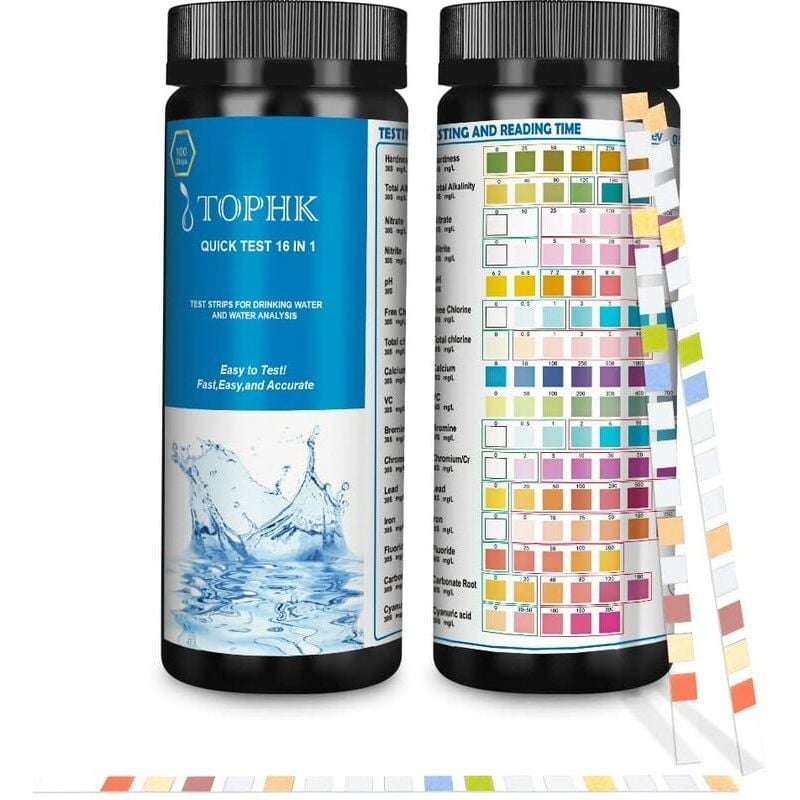 Drinking Water Test Kit 16 in 1, 100 Test Strips for Home Water Quality Testing, Quick u0026 Simple