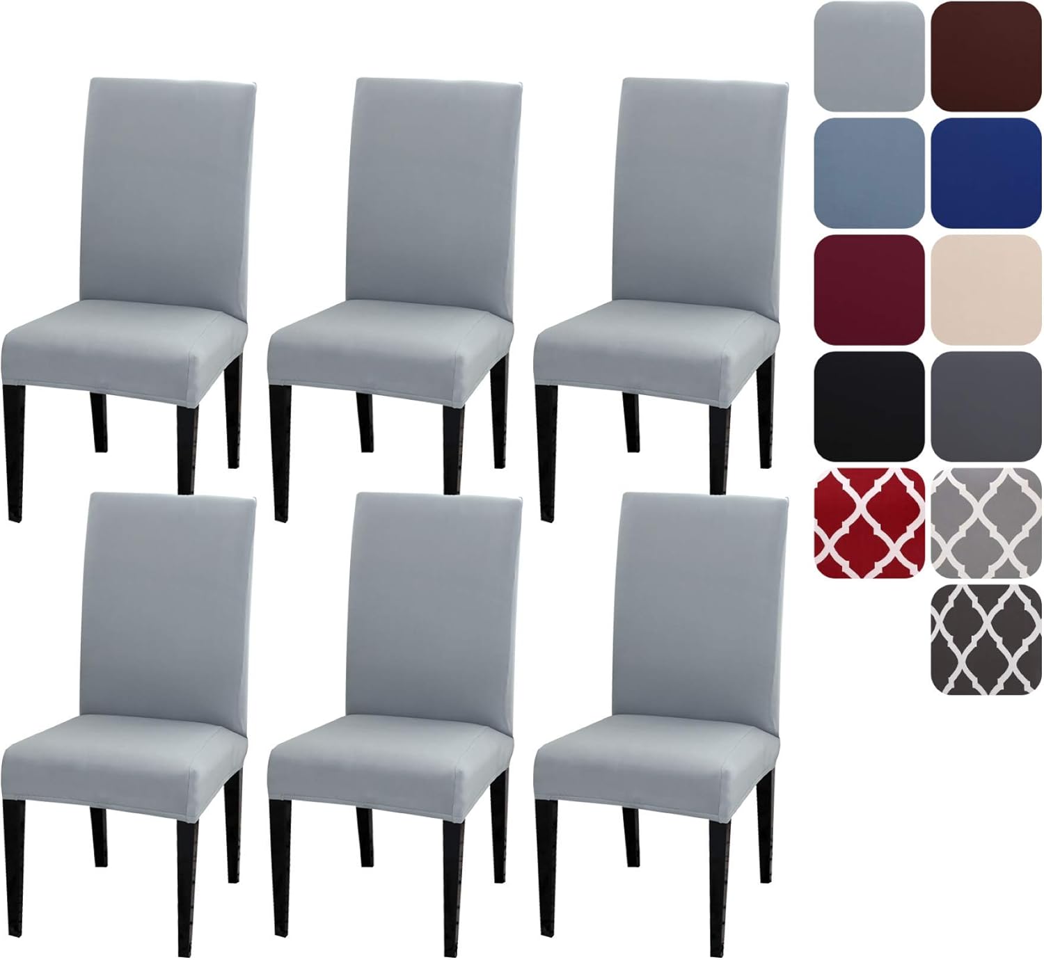 Stretch Removable Washable Chair Covers Set of 4 or 6, Wine Red Hotel Chair Slipcovers Decorations Seat Covers 6pcs