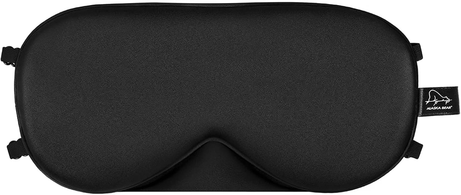 Sleep Mask 2 Straps, Mulberry Silk, Twin Thin Elastic Bands Stay Put All Night, Smooth Eye Mask Two Adjustable Head Strings and Nose Baffle