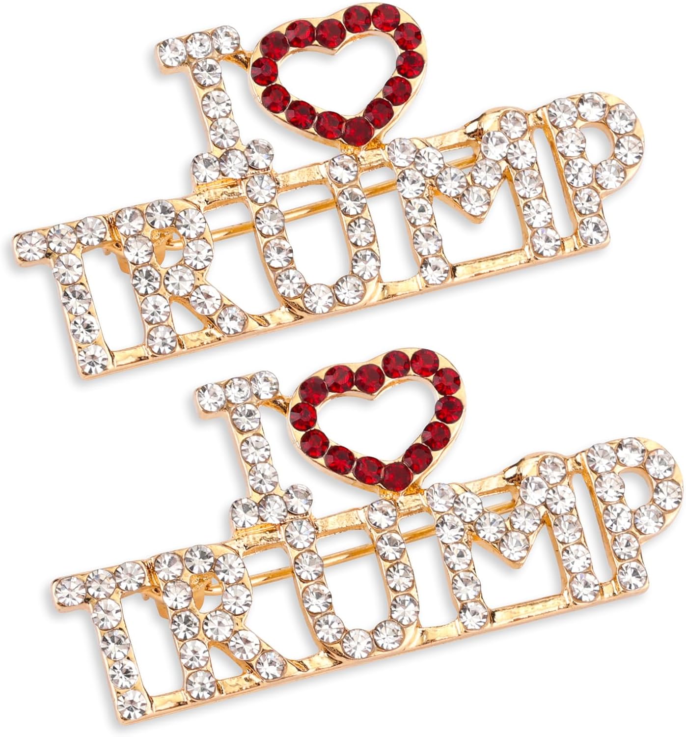 2pcs Crystal Trump Brooch - Official Trump 2024 Lapel Pin with Clear Container for Presidential Election Souvenir Gifts