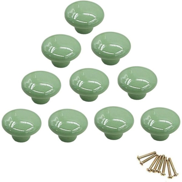 Ceramic Knobs: Green Porcelain Drawer and Cabinet Handles, Vintage Spring Interior Accessories, Compatible with Various Brands