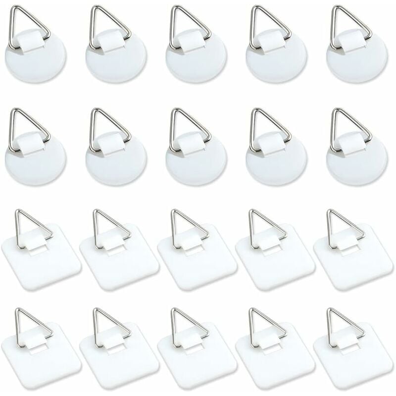 50-Pack 1" Invisible Adhesive Hangers, Self-Adhesive Vertical Wall Plaque Hangers, Wall Plaques for Plates, Pictures, Decorative Art (White)