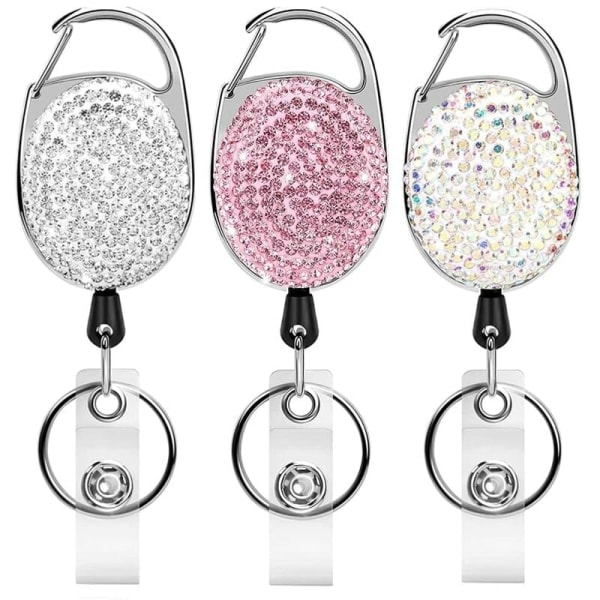 Retractable ID Card Holder Keychain with 3 Slots, Key Ring for Keys, Compatible with Most ID Cards
