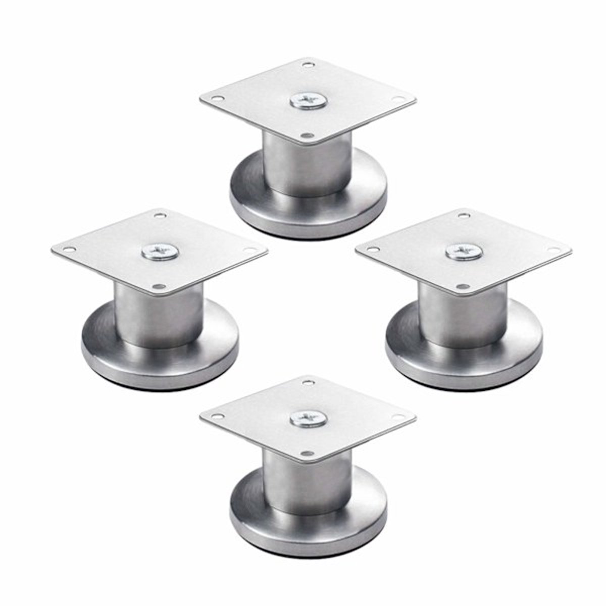 Adjustable Cabinet Legs - 4 Adjustable Furniture Legs Made of Stainless Steel (Silver) (3.8cm)