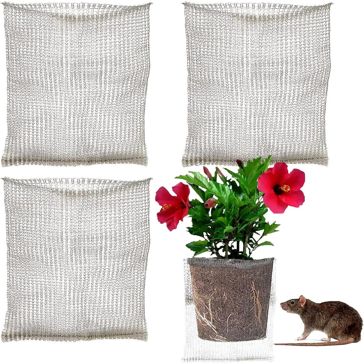 Garden Tools - 3-Piece Root Protection Baskets - Gopher-Resistant Stainless Steel Wire Basket Barriers - Keep Burrowing Animals, Pests, Voles, Moles, and More Out - 24 x 24 Inches