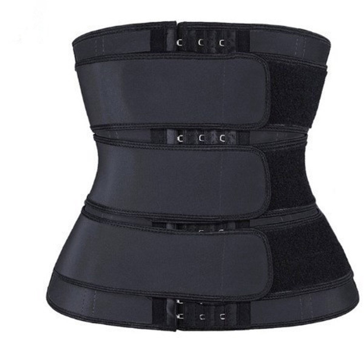 Women Sweat Reducer Training Belt - Sweatband - Waist Trainer - Slimming Belly Band - 3-Row Closure & Breathable Material - Extended Sizes (S to 6XL) - Black, XL