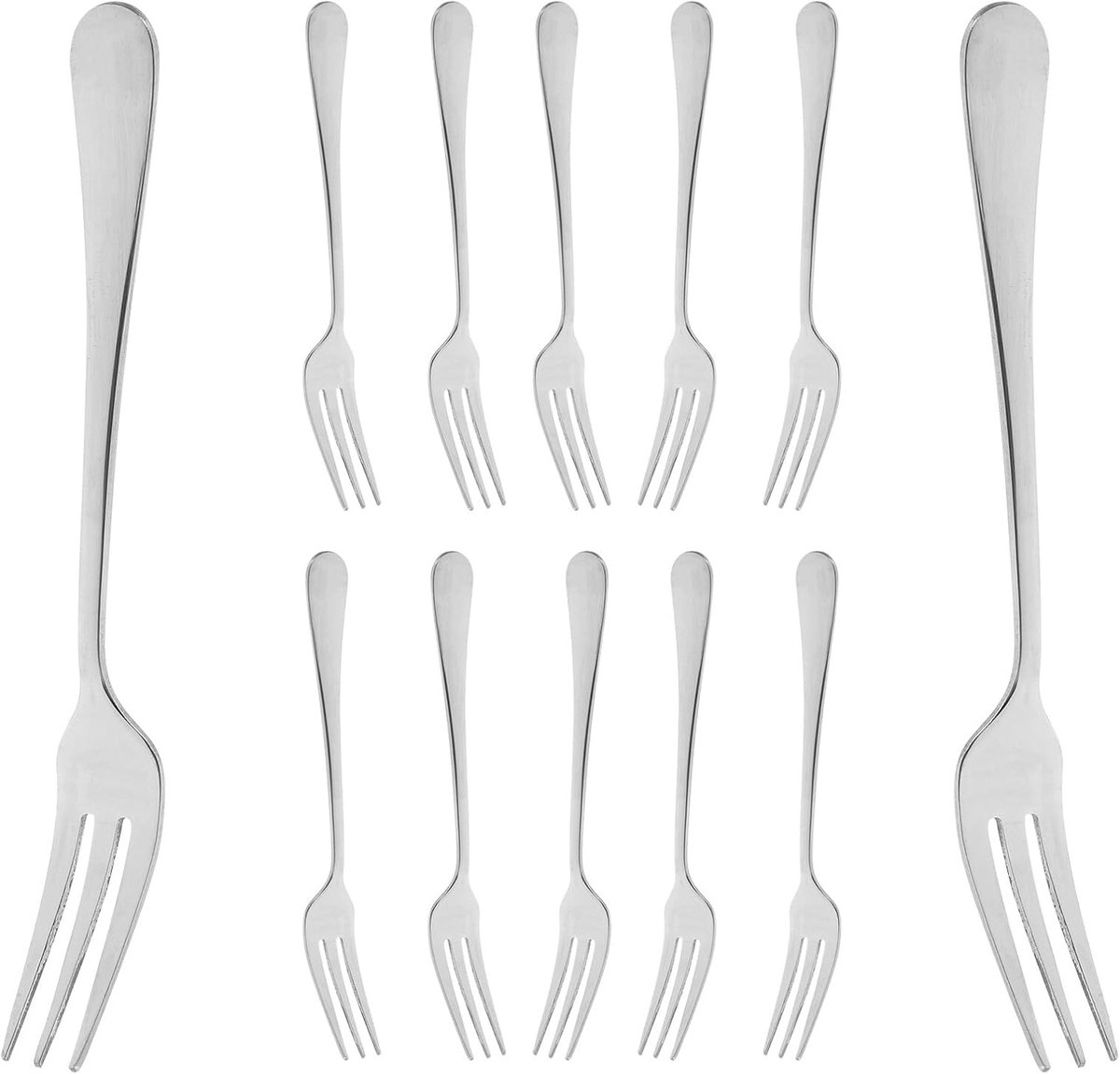 Fruit Forks - 12 pieces - Mini fruit forks made of stainless steel - Portable fruit forks - For snacks and desserts - Suitable for family gatherings and restaurants - Cutlery for formal dinners and outdoor events