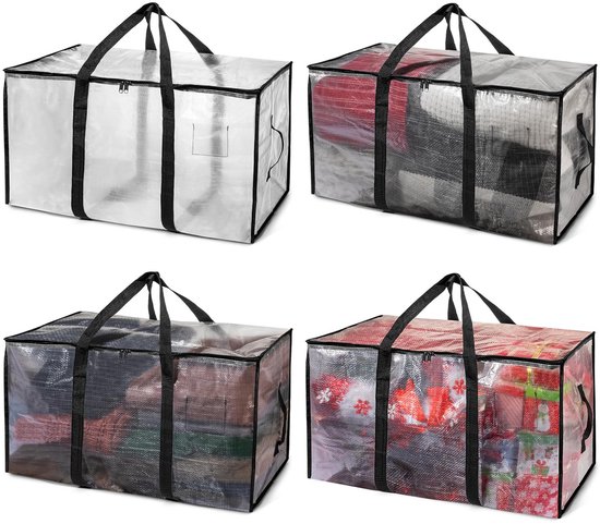 Large Moving Boxes & Storage Bags - Extra Large Moving Boxes with Backpack Straps, Zippers & Handles - Sturdy & Durable for Student Rooms - 4-Pack