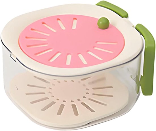 Multifunctional Fruit Washing Basket with Colander and Lid - 2-in-1 Drain Basket & Fruit Colander - Suitable for Kitchen, Refrigerator, Picnic and Camping - Pink