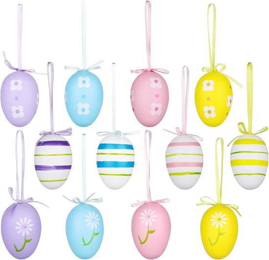 24-piece Easter decoration - Colorful Easter eggs to hang - Perfect for Easter tree, Easter basket, table decoration and Easter party