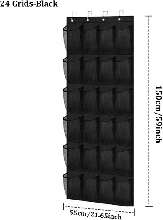 Shoe rack with 24 compartments - Made of sturdy and durable Oxford cloth - Can be hung on a door - Suitable for wardrobes with mesh walls - White