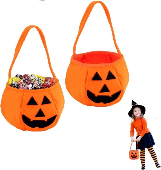 2-Pack Halloween Pumpkin Candy Bags - Halloween Pumpkin Bag Magic Candy Bags - Candy Bags - Pumpkin Collection Bags - Suitable for Halloween Party Masquerade Decorations