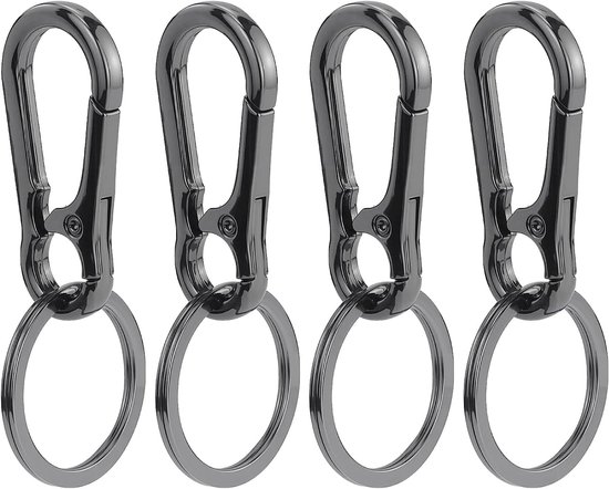 Set of 4 Carabiner Keychains - Small Metal Carabiners - Detachable - Suitable for Car Keys - Carabiner Keychains for Backpacking, Camping and Travel - Keychain Hook