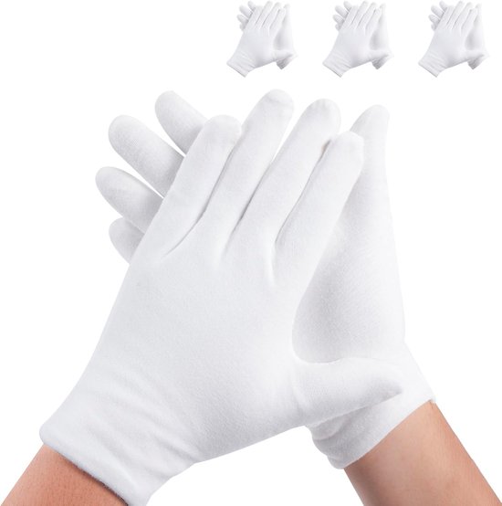 pairs of white cotton gloves - Suitable for dry hands, can be worn while sleeping - High-quality cotton gloves - Unisex white gloves - Coin-shaped gloves