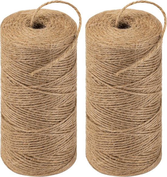 Jute rope - 2 rolls - 200m per roll - Brown - Suitable for gardening, crafts, gift wrapping, wedding decorations